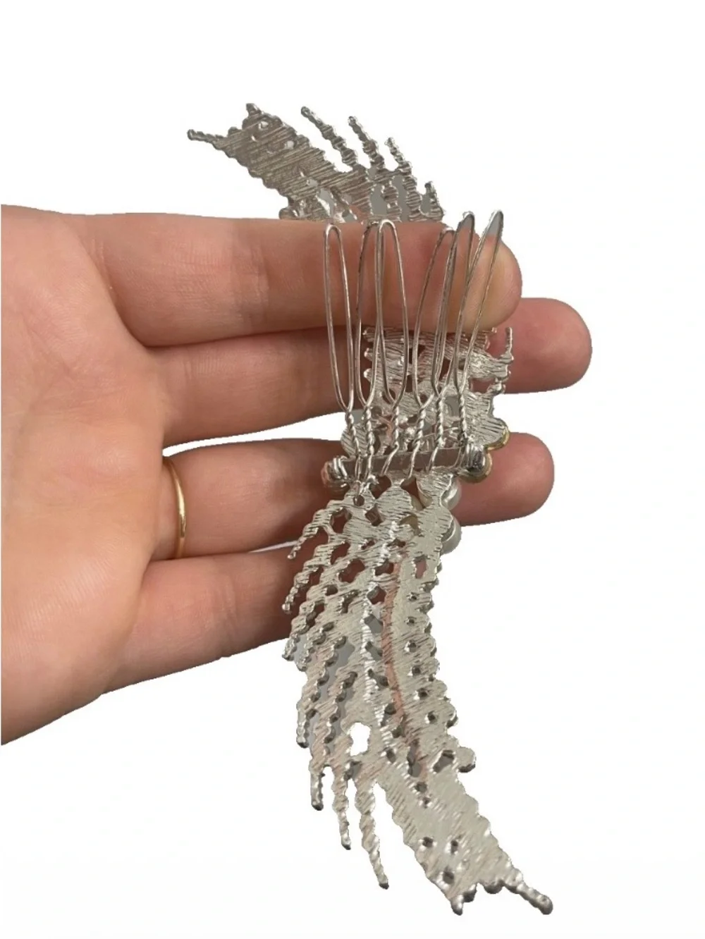 Sparkly Pearl and Diamond Cluster Hair Comb